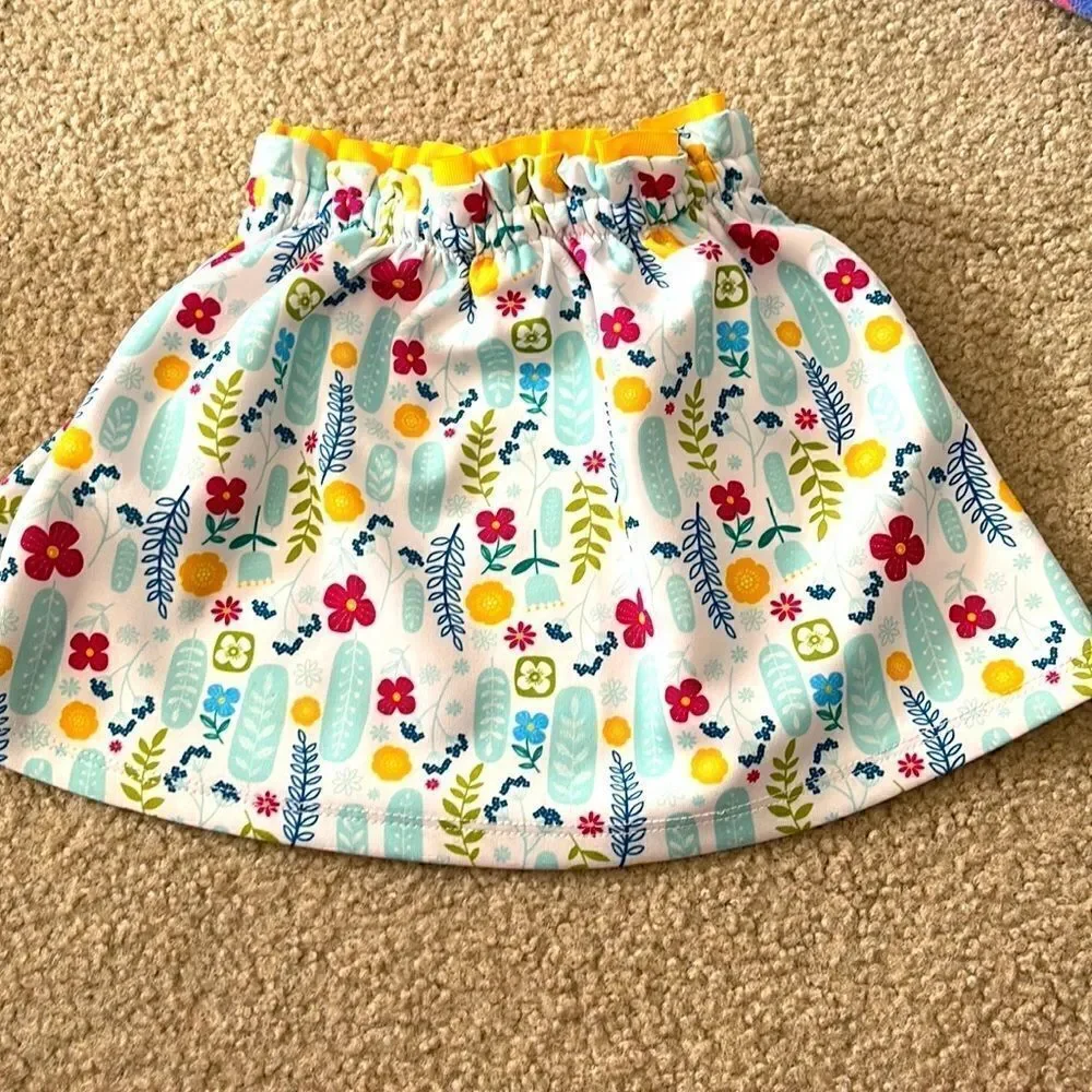 Disney Bright and Colorful Floral Toddler Skirt with Two Pockets- 2T